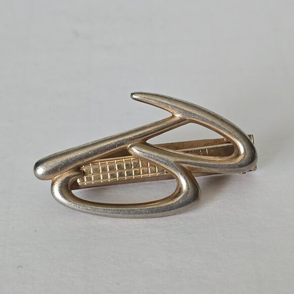 Vintage Swank Tie Clip Letter B Initials Monogram Metallic Retro MCM 1.5 inch - Picture 7 of 7